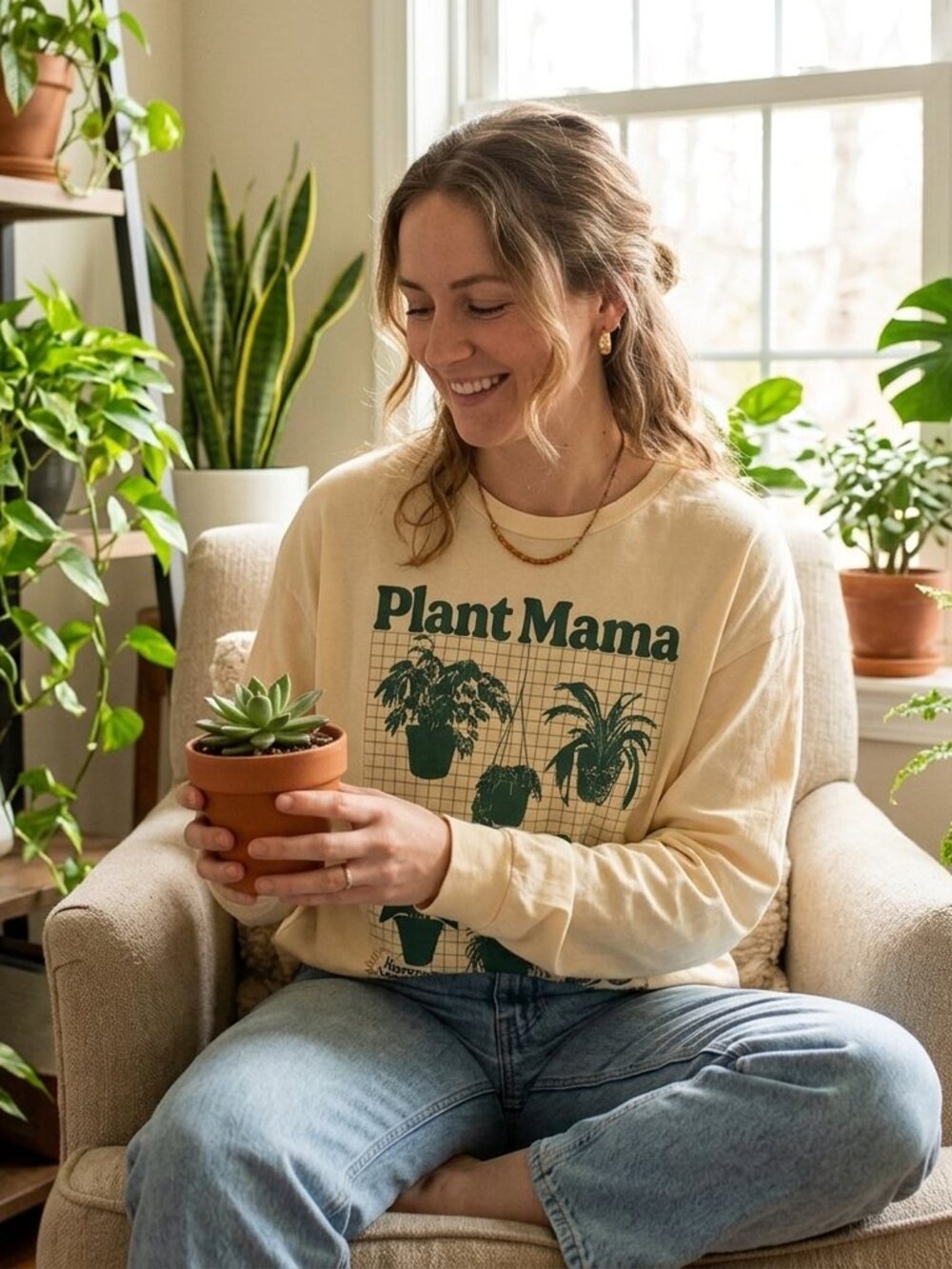 NWT Girl Dangerous Plant Mama Graphic Long Sleeve Tee oversized Medium loose fit